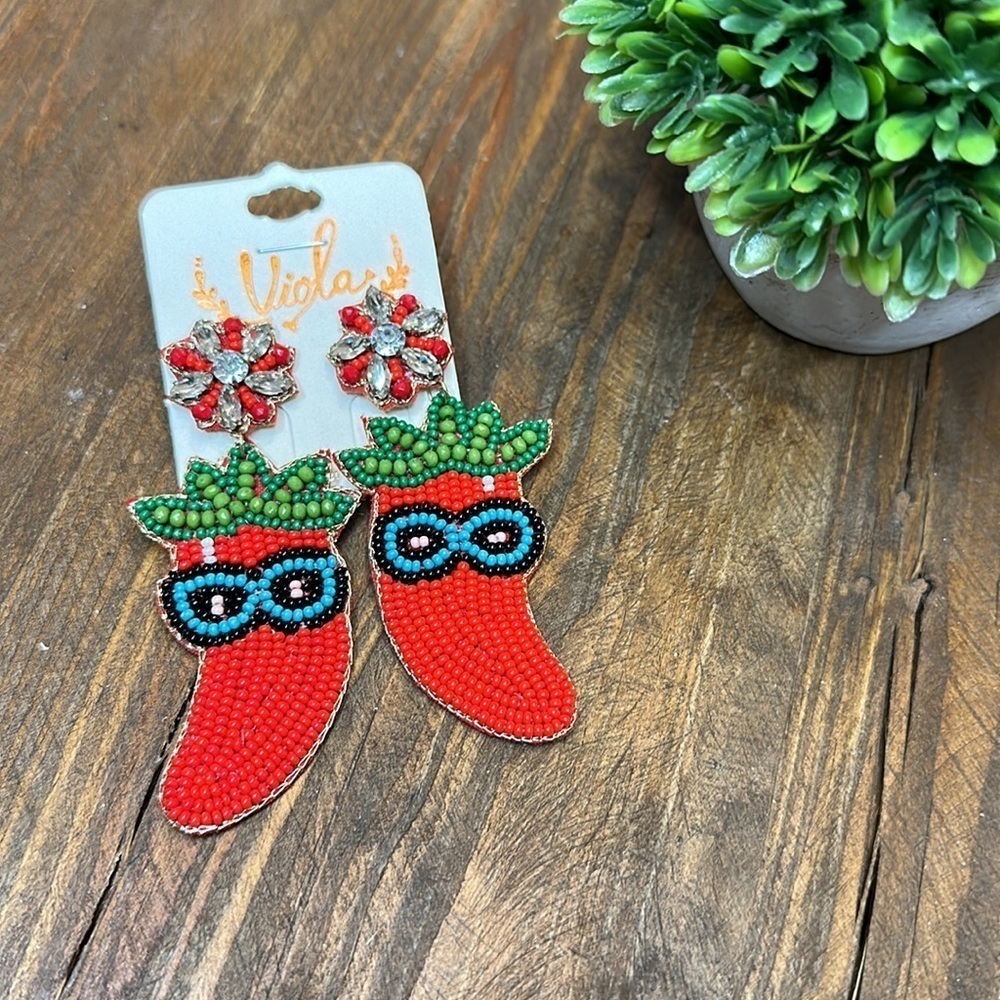 SUNGLASSES Pepper Beaded Statement Earrings